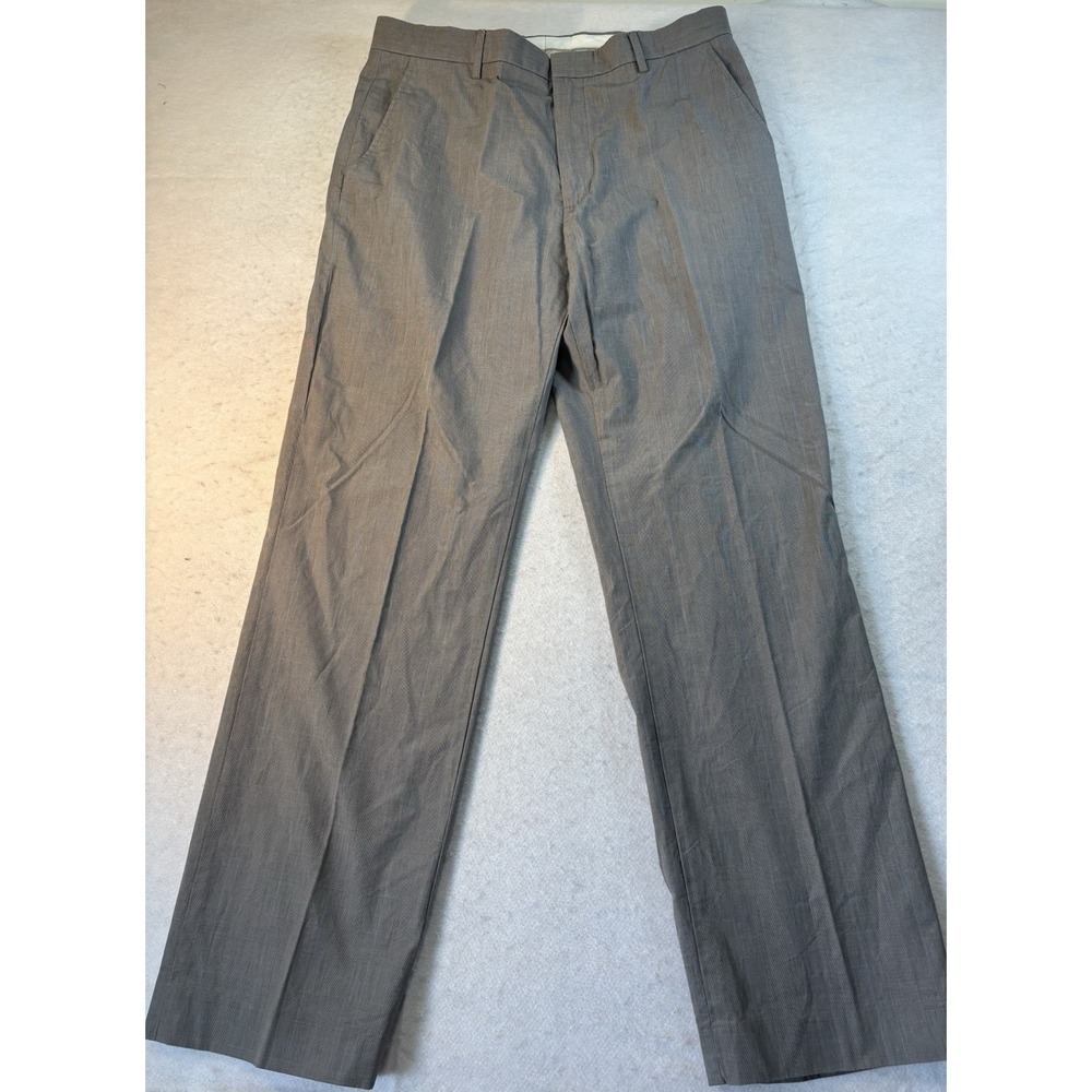 Banana Republic Classic Fit Dress Pants Men's 34x32 Gray Windowpane Plaid Cotton